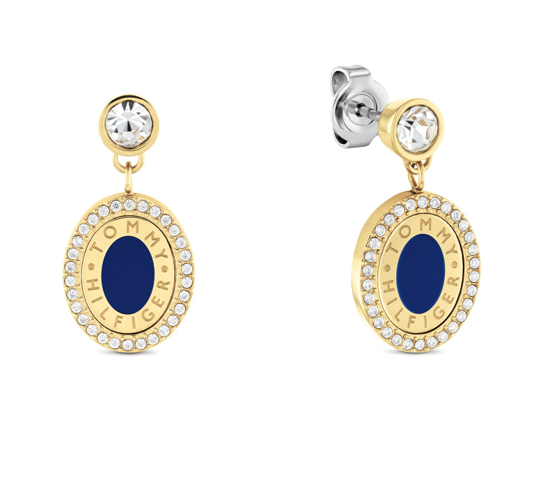 Tommy Hilfiger Luxusní pozlacené visací náušnice s krystaly 2780800