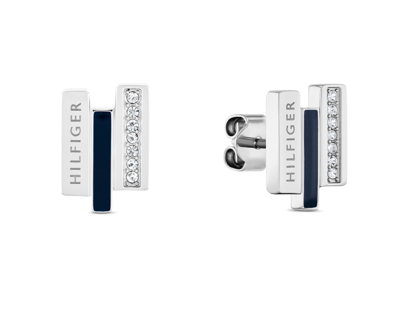 Tommy Hilfiger Moderní ocelové náušnice s krystaly Layered 2780843