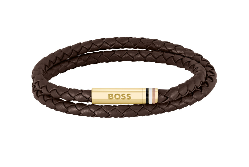 Hugo Boss Dvojitý kožený náramek Ares 1580670 17,5 cm