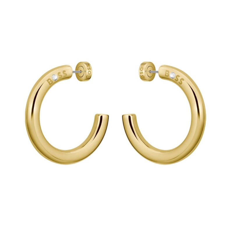 Hugo Boss Kruhové náušnice z pozlacené oceli Live Statement 1580738