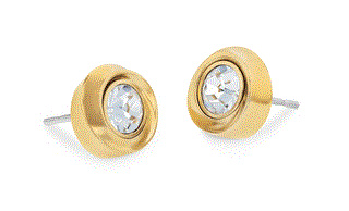 Calvin Klein Luxusní pozlacené náušnice s krystaly Twisted Bezel Solitaire 35000772