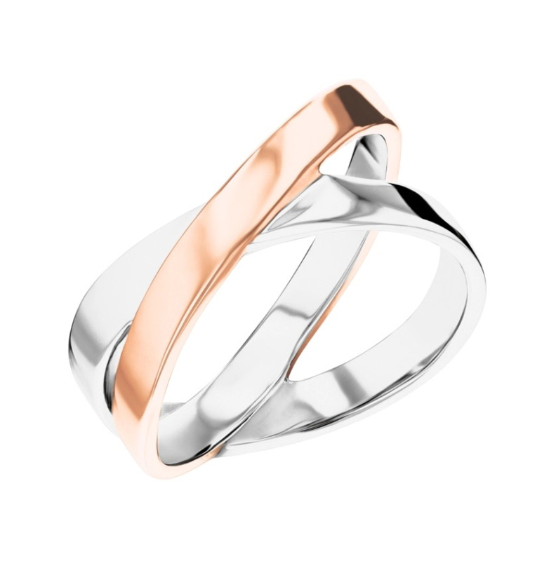 Calvin Klein Stylový bicolor prsten z oceli Elliptical 35000854 54 mm