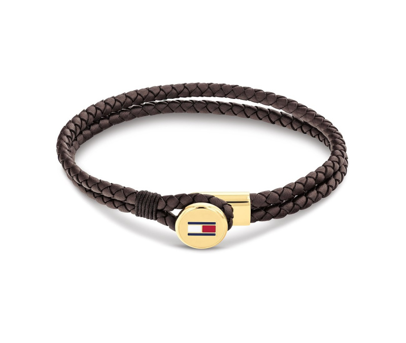 Tommy Hilfiger Dvojitý hnědý kožený náramek Bruce Leather 2790670 19 cm