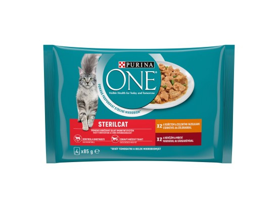Purina One Kapsičky Sterilcat multipack kuře a hovězí ve šťávě 4 x 85 g
