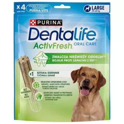 Purina Tyčinky pro velké psy DentaLife Activfresh Large 142 g
