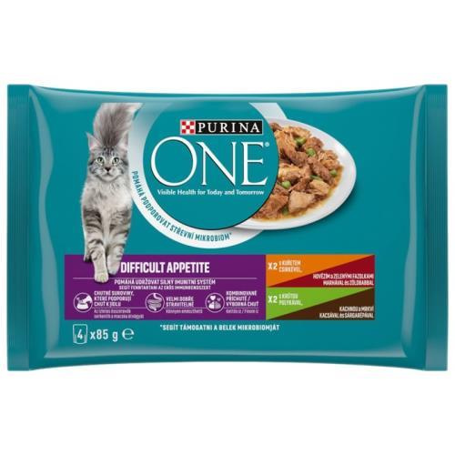 Purina One Kapsičky pro kočky Difficult Appetite multipack kuře/krůta 4 x 85 g
