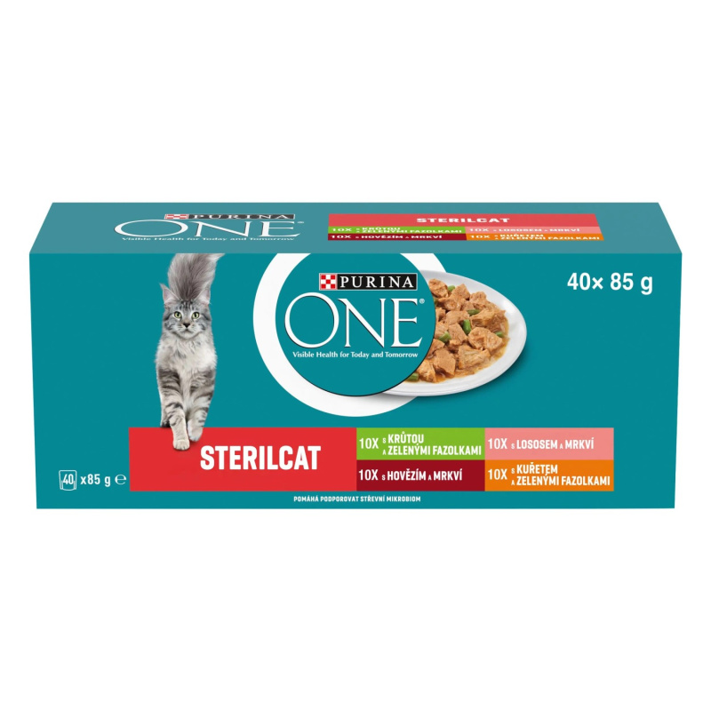 Purina ONE Sterilcat Lahodný výběr ve šťávě pro kočky (40×85 g)