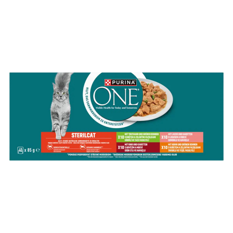 Purina ONE Sterilcat Lahodný výběr ve šťávě pro kočky (40×85 g)