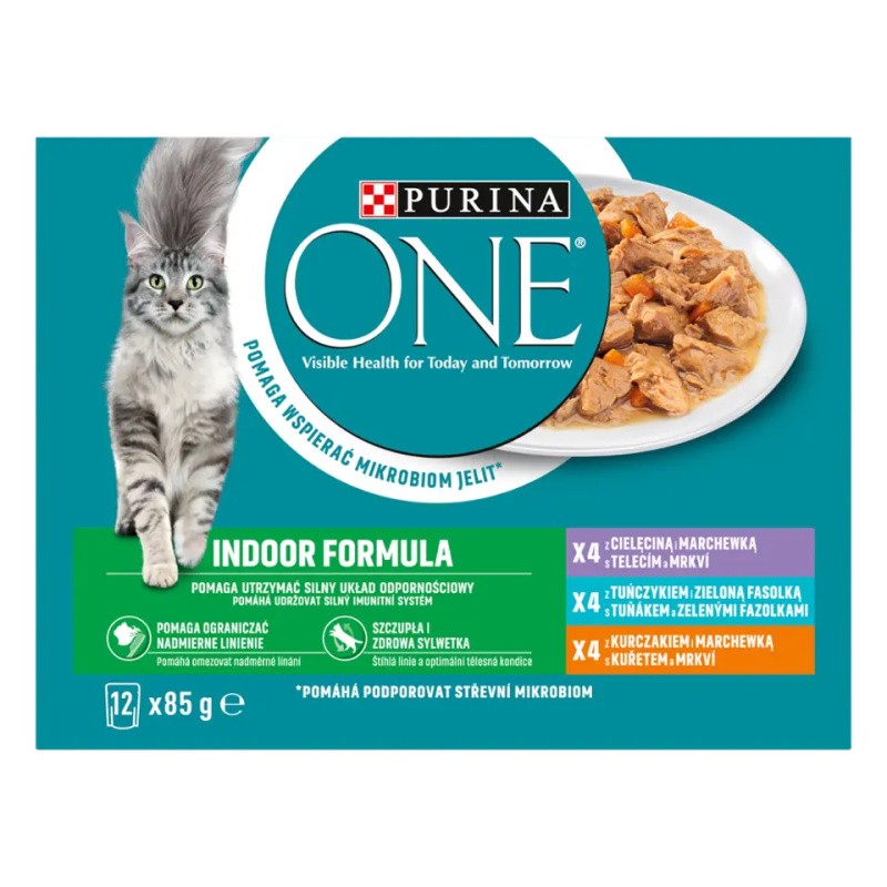 Purina One Kapsičky pro kočky žijící v bytě Indoor multipack 12 x 85 g