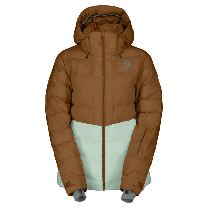 Scott Ultimate Warm, dámská péřová bunda, hnědá/světle zelená