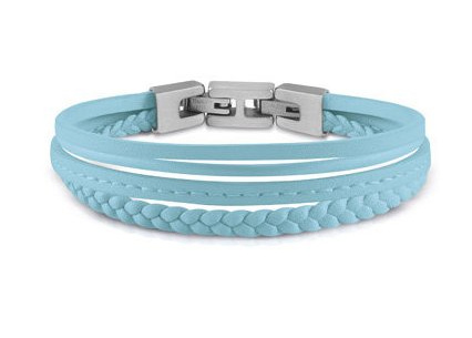 Guess Světle modrý kožený náramek Malibu JUMB01345JWSTBBT/U