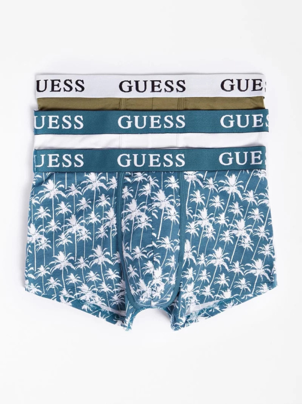 Pánské trenýrky 3 pack U1BG05K6YW1 - p70j  - Modrá, bílá, palmy - Guess vícebarevná XL