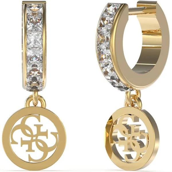 Guess Stylové pozlacené náušnice s krystaly Huggie Me JUBE03147JWYGT/U