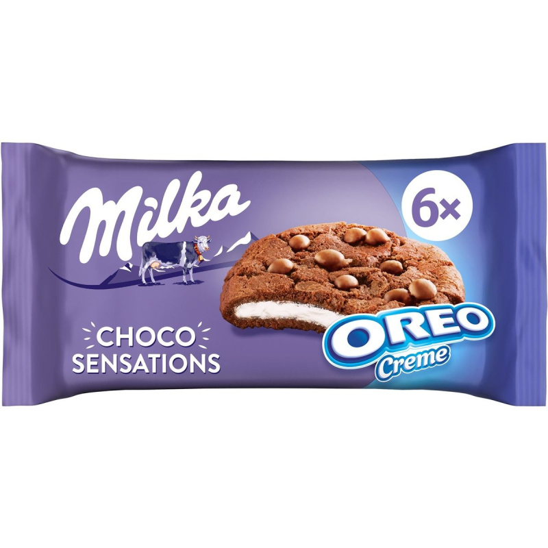 Milka sušenky kakaové Cookie Sensations s náplní s vanilkovou příchutí