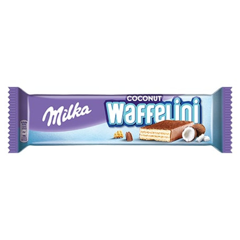 Milka Waffelini Coconut oplatka v mléčné čokoládě, kokosová příchuť