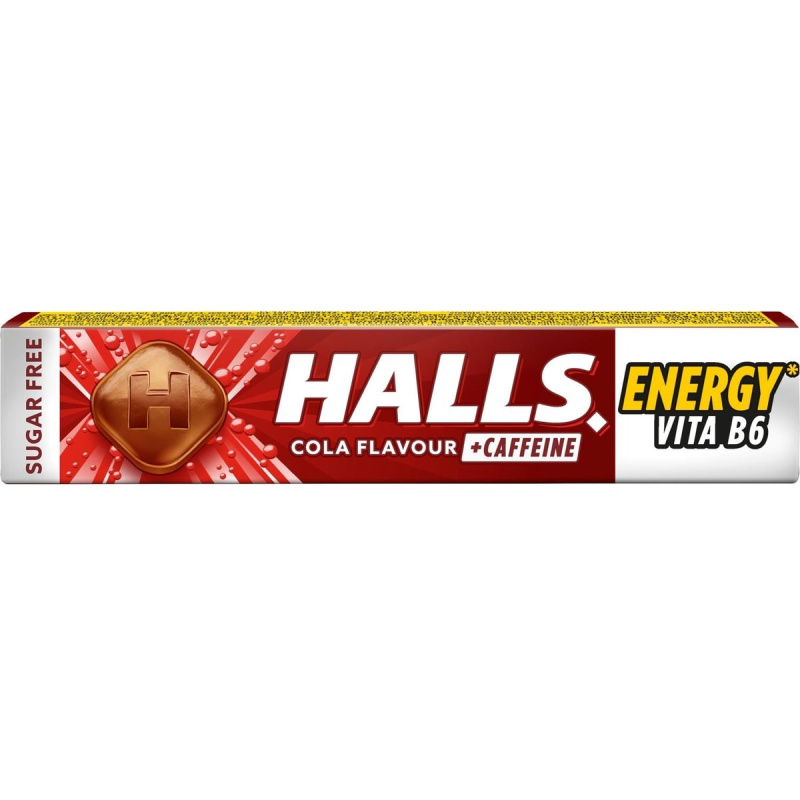 Halls Bonbóny s kolovou příchutí s vitaminem B6 a kofeinem