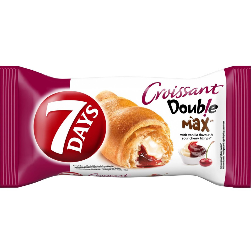 7 Days Croissant Double s vanilkovou příchutí a višněmi