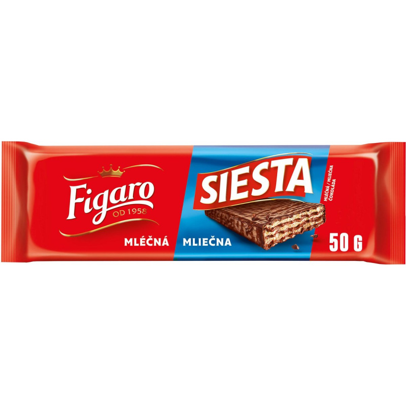 Figaro Siesta oplatka v mléčné čokoládě s náplní kakaovou příchutí