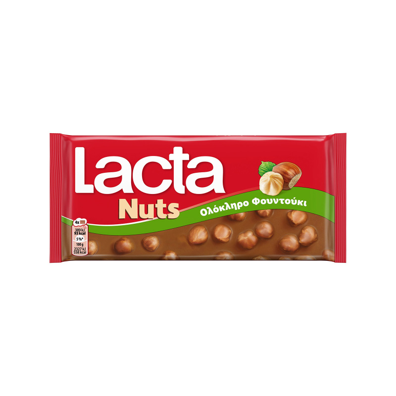 Lacta Nuts mléčná čokoláda s celými lískovými oříšky 100g