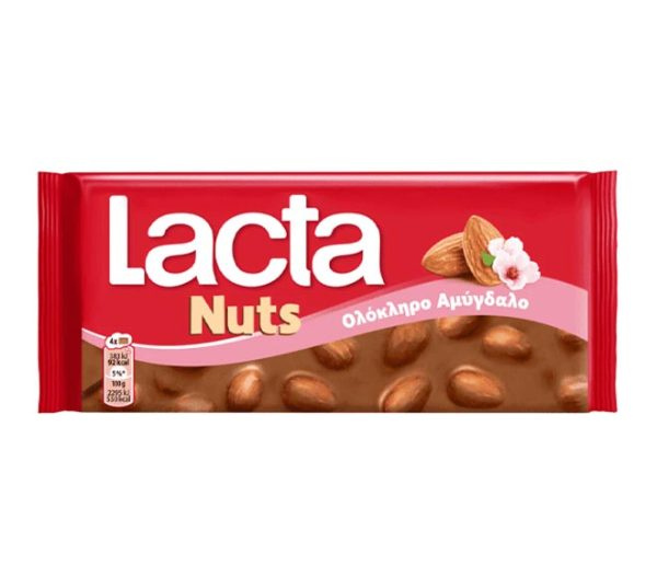 Lacta Nuts mléčná čokoláda s celými mandlemi 100 g