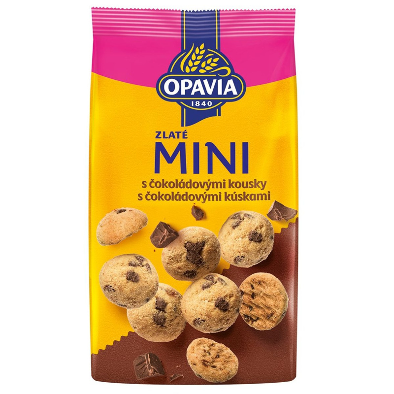 Opavia sušenky Zlaté mini s čokoládovými kousky