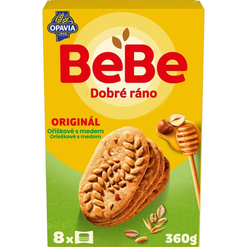 Opavia sušenky BeBe Dobré Ráno oříškové s medem (8 × 45 g)