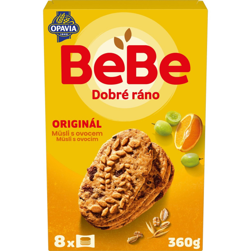 Opavia sušenky BeBe Dobré Ráno müsli s ovocem (8 × 45 g)