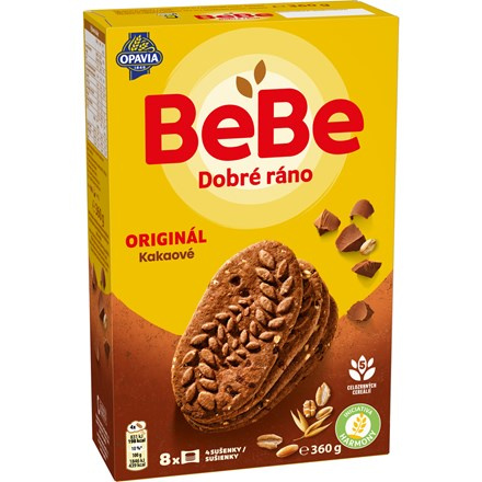 Opavia sušenky kakaové BeBe Dobré Ráno s kousky čokolády (8 × 45 g)