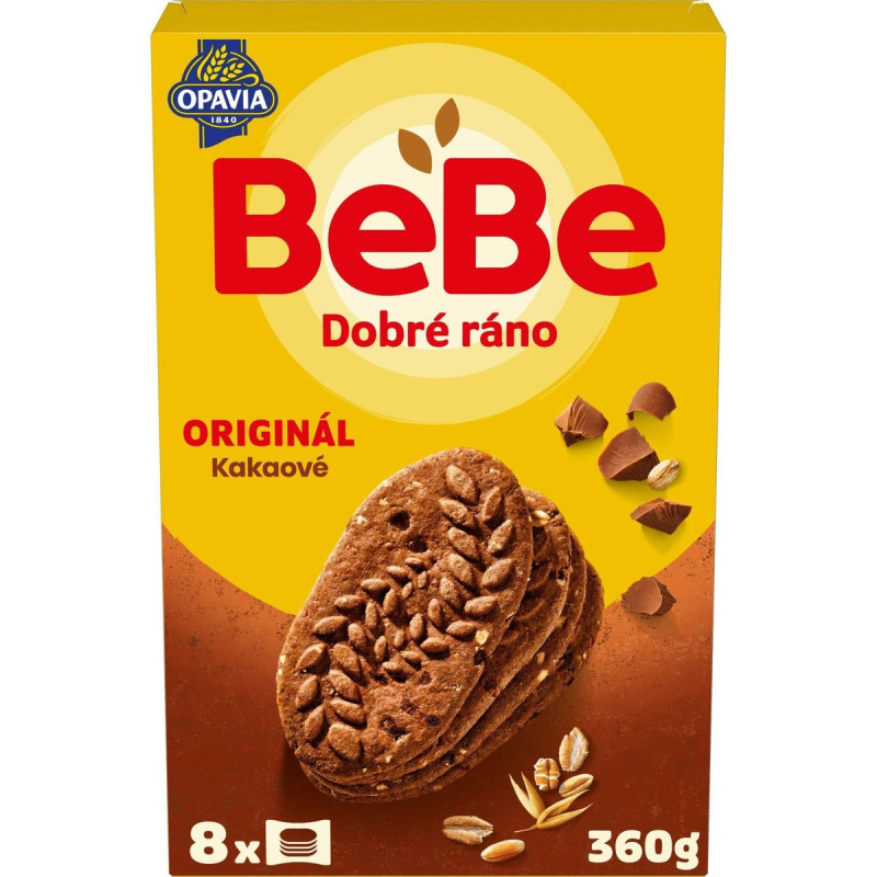 Opavia sušenky kakaové BeBe Dobré Ráno s kousky čokolády (8 × 45 g)