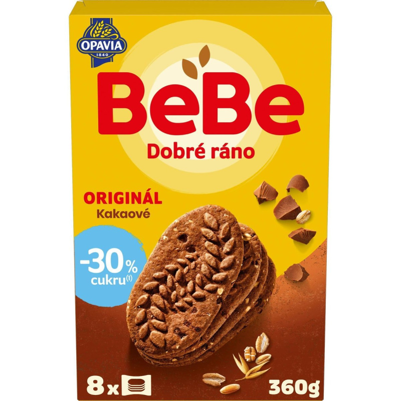 Opavia sušenky kakaové BeBe Dobré Ráno -30 % cukru (8 × 45 g)