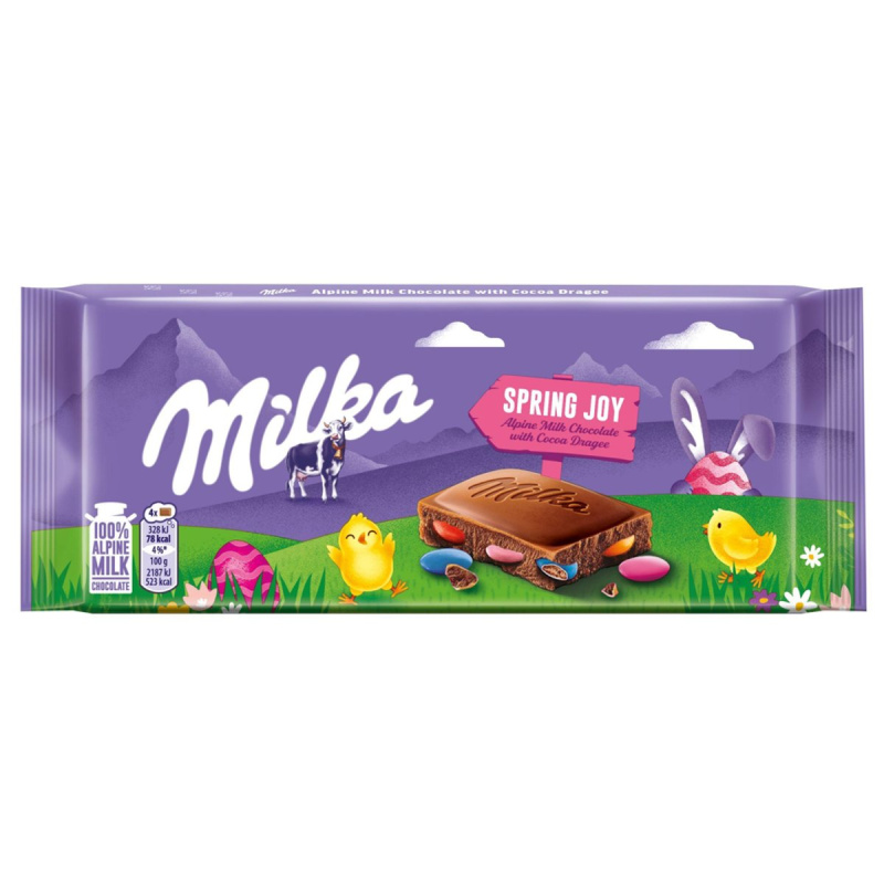 Milka Velikonoční mléčná čokoláda z alpského mléka s kakaovým dražé