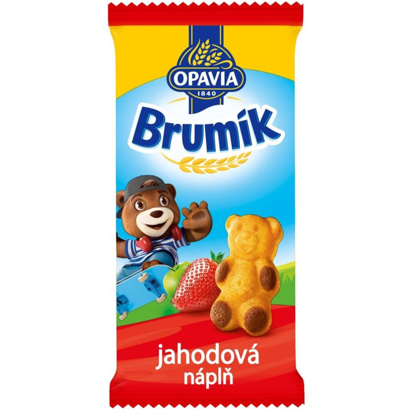 Opavia Brumík Jablečno-jahodová náplň jemné pečivo