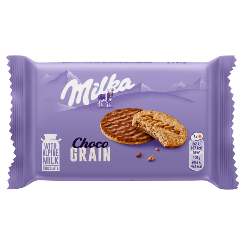 Milka Choco Grains - sušenky - s mléčnou čokoládou, 42 g