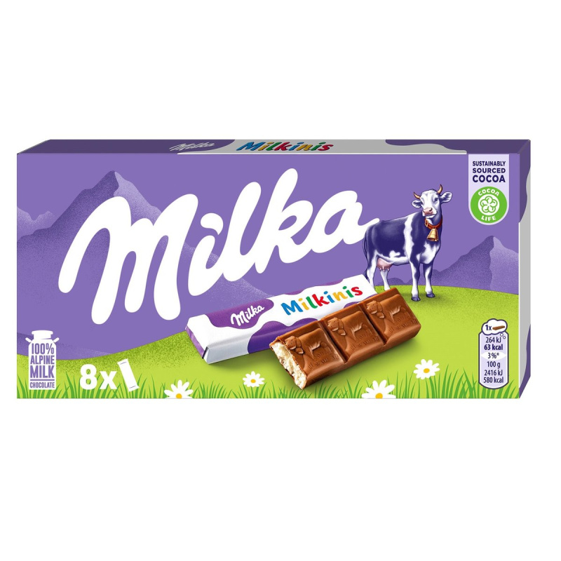 Milka tyčinky Milkinis s mléčnou náplní