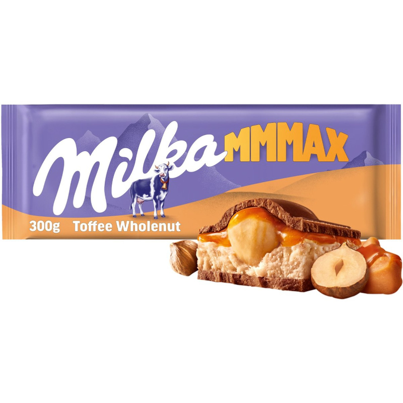 Milka čokoláda Mmmax Toffee Whole Nuts mléčná s oříšky a karamelem