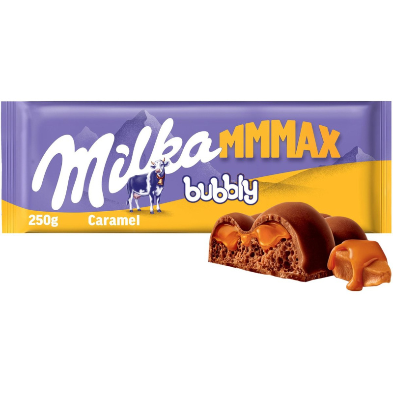 Milka čokoláda Mmmax Bubbly mléčná s karamelem