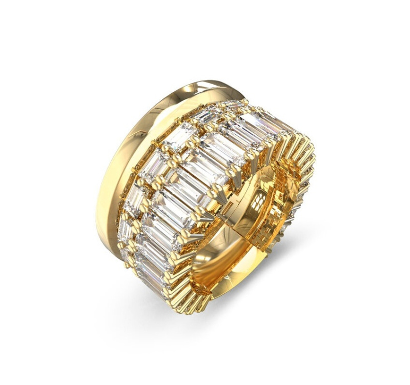 Guess Třpytivý prsten se zirkony Les Baguettes JUBR06328JWYG 54 mm
