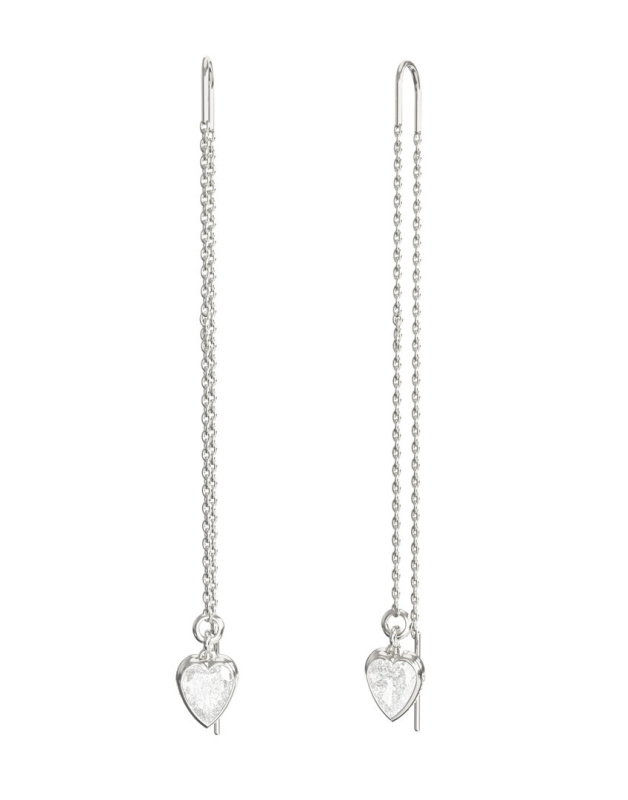 Guess Řetízkové náušnice z oceli Crystal Love JUBE06364JWRHT/U