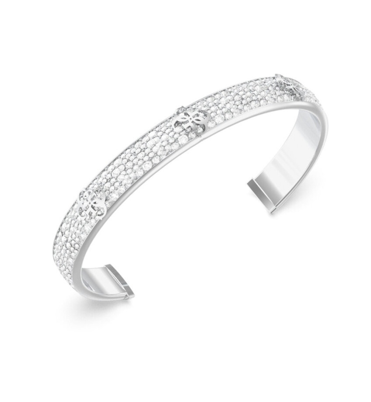 Guess Třpytivý pevný náramek s krystaly 4G Supreme JUBB06401JWRH 5,5 cm