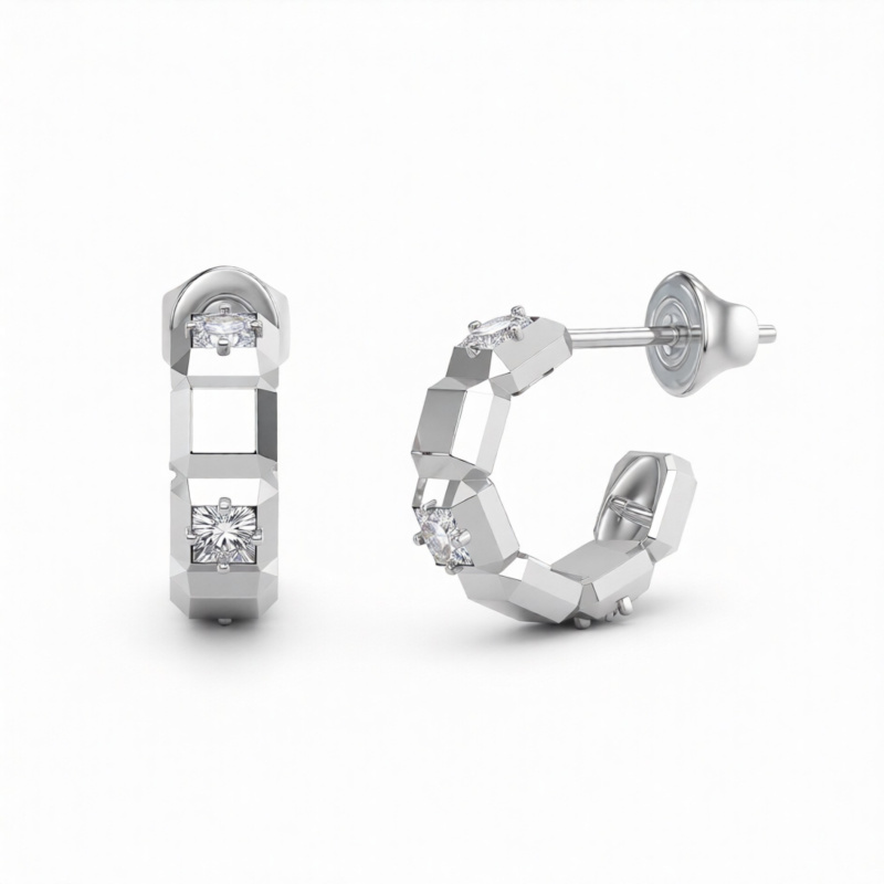 Guess Ocelové kruhové náušnice Ace Of Diamonds JUBE06183JWRHT/U