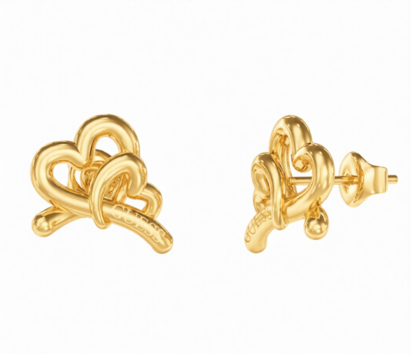 Guess Pozlacené srdcové náušnice Srdce Love Bites JUBE06058JWYGT/U