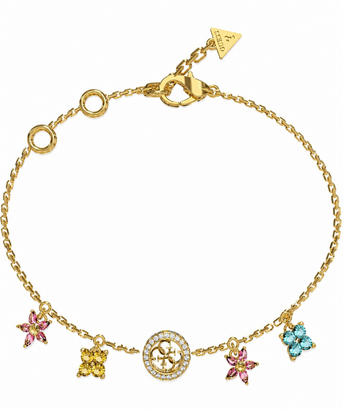 Guess Pozlacený náramek s přívěsky Secret Garden JUBB06033JWYGMCS 18,4 cm