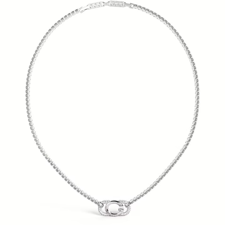 Guess Ocelový tenisový náhrdelník s krystaly JUBN04506JWRHT-U