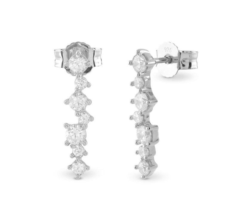 Guess Stříbrné visací náušnice s kubickými zirkony Jardin JSBE04494JWRHT/U