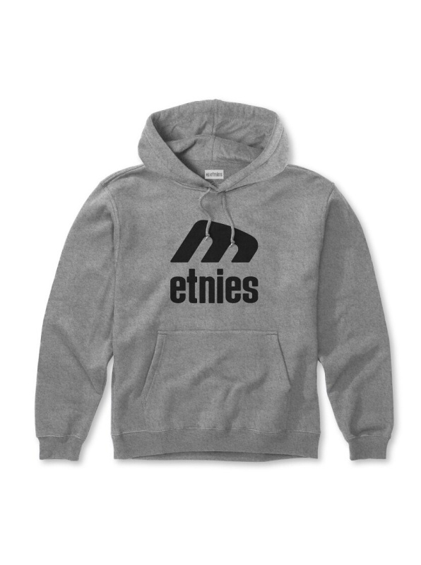 Etnies pánská mikina Icon E Hoodie Grey / Black | Černá | Velikost L