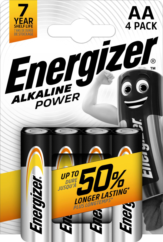 Alkalické baterie Energizer Power 1,5V typ AA , 4 ks