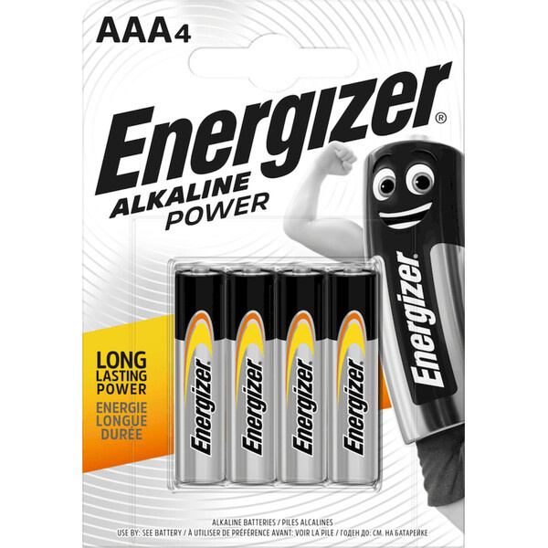 Alkalické baterie Energizer Power - 1,5 V, typ AAA, 4 ks