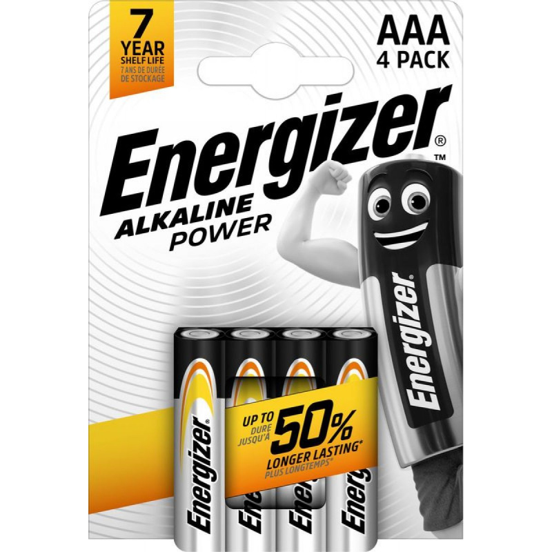 Alkalické baterie Energizer Power - 1,5 V, typ AAA, 4 ks
