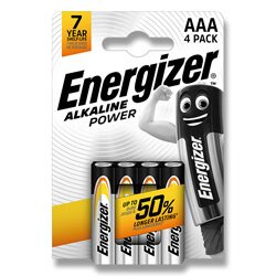 Alkalické baterie Energizer Power - 1,5 V, typ AAA, 4 ks