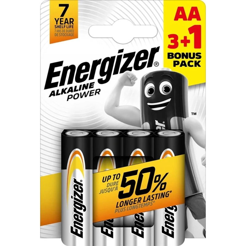Energizer Baterie Alkaline Power AA 3 + 1 zdarma